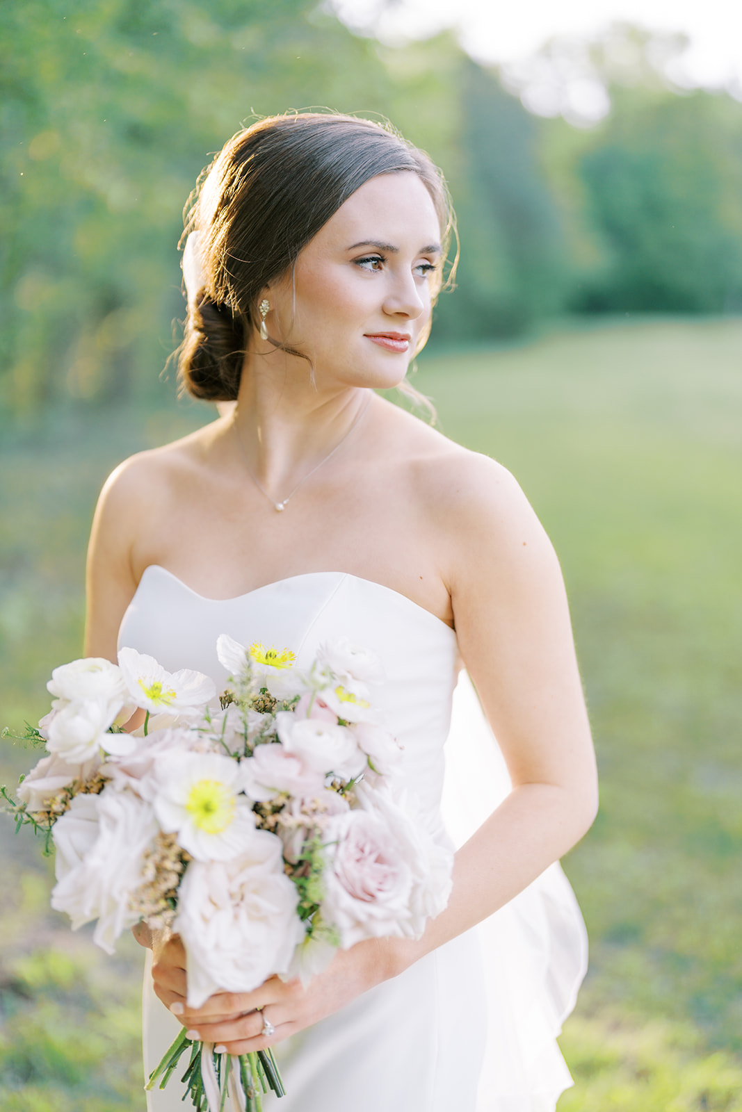 beautiful bride with whimsical bouquet