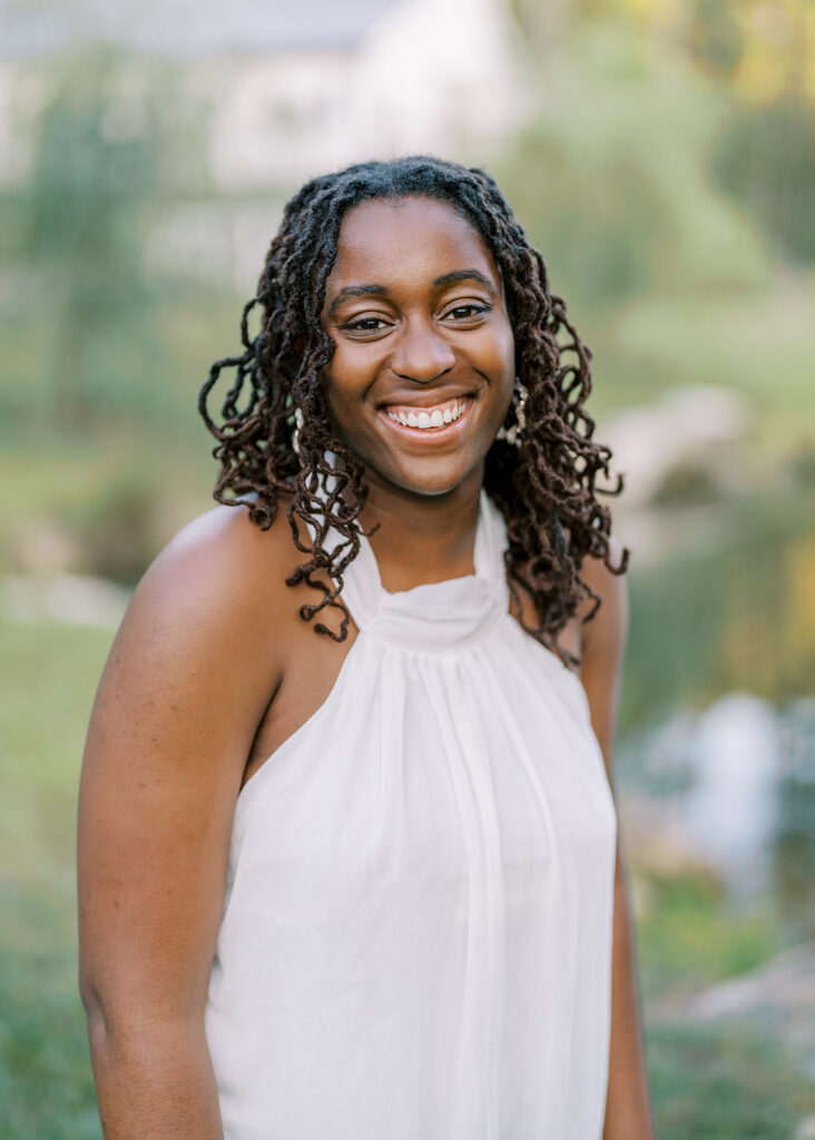 A portrait of Agnes during her engagement session at Union Grove Barn in Chapel Hill, North Carolina, captured by Durham wedding photographer Jessica Leigh Mason.