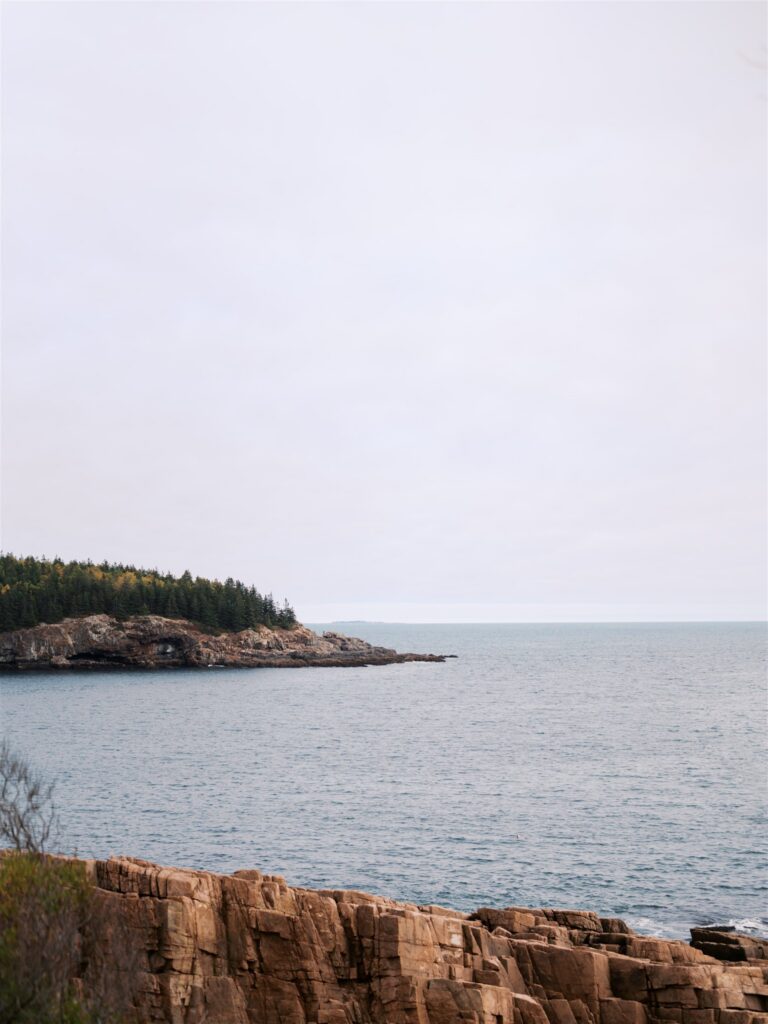 Scenic ocean views along the Park Loop Road in Acadia Maine
