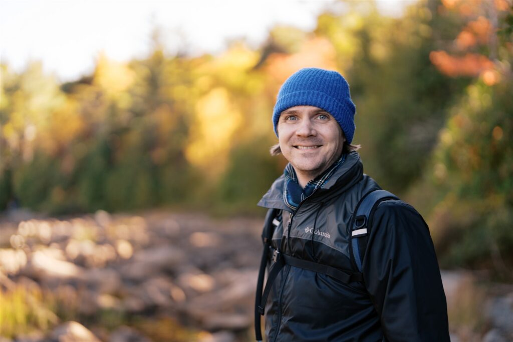 Portrait in the fall landscape of Acadia Maine
